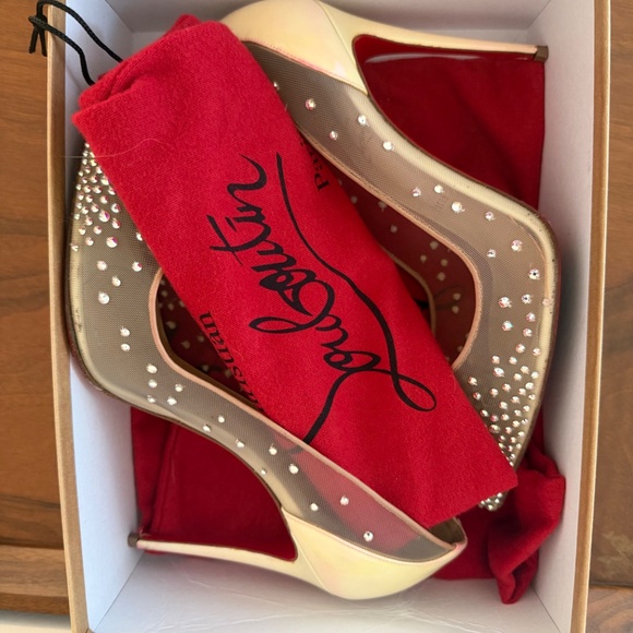 Christian Louboutin Follies 100MM Mesh Strass Pumps W Size 39.5 - Picture 4 of 4